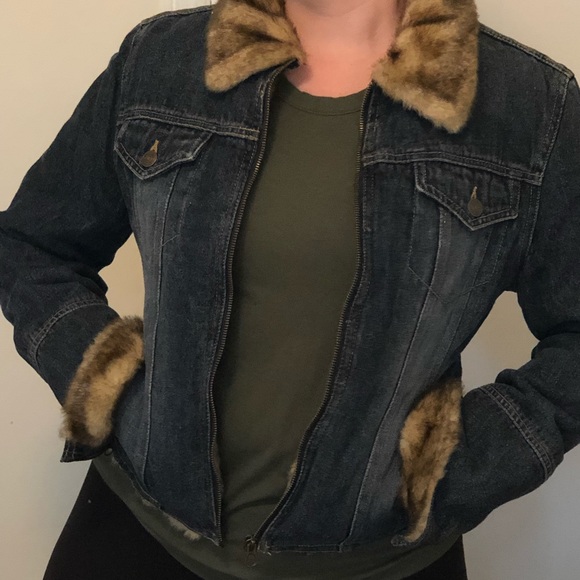 giacca Jackets & Blazers - Giacca Jeans jacket with fur trim